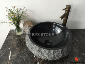 Black Granite Stone Sink for Bathroom Vanities